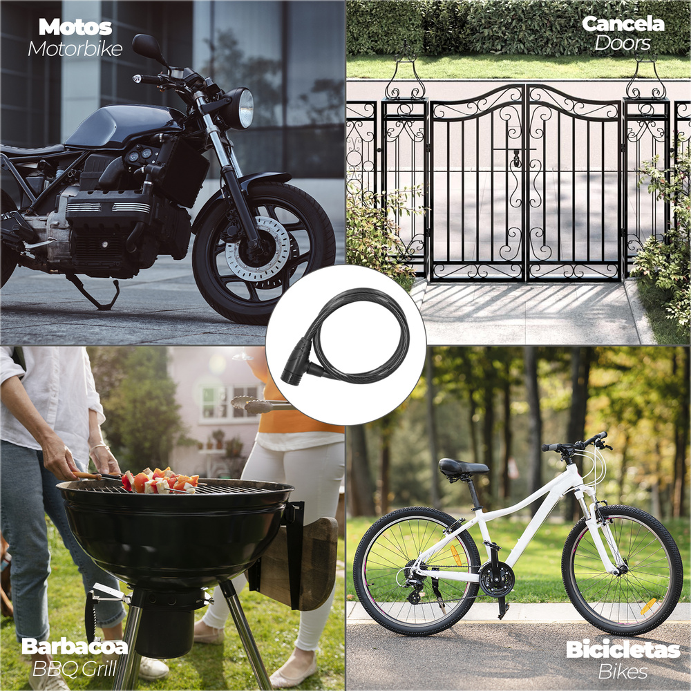 Cable Bicicleta Espiral Con Llave &Oslash; 8 mm. x 150 cm.